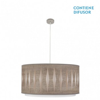 Distribuidor - Lâmpadas Diversas | Colgantes Moderno | COLGANTE ALEXANDRA 3XE27 NIQUEL/MADERA GRIS REGX60X60 CM Ref: 177896083